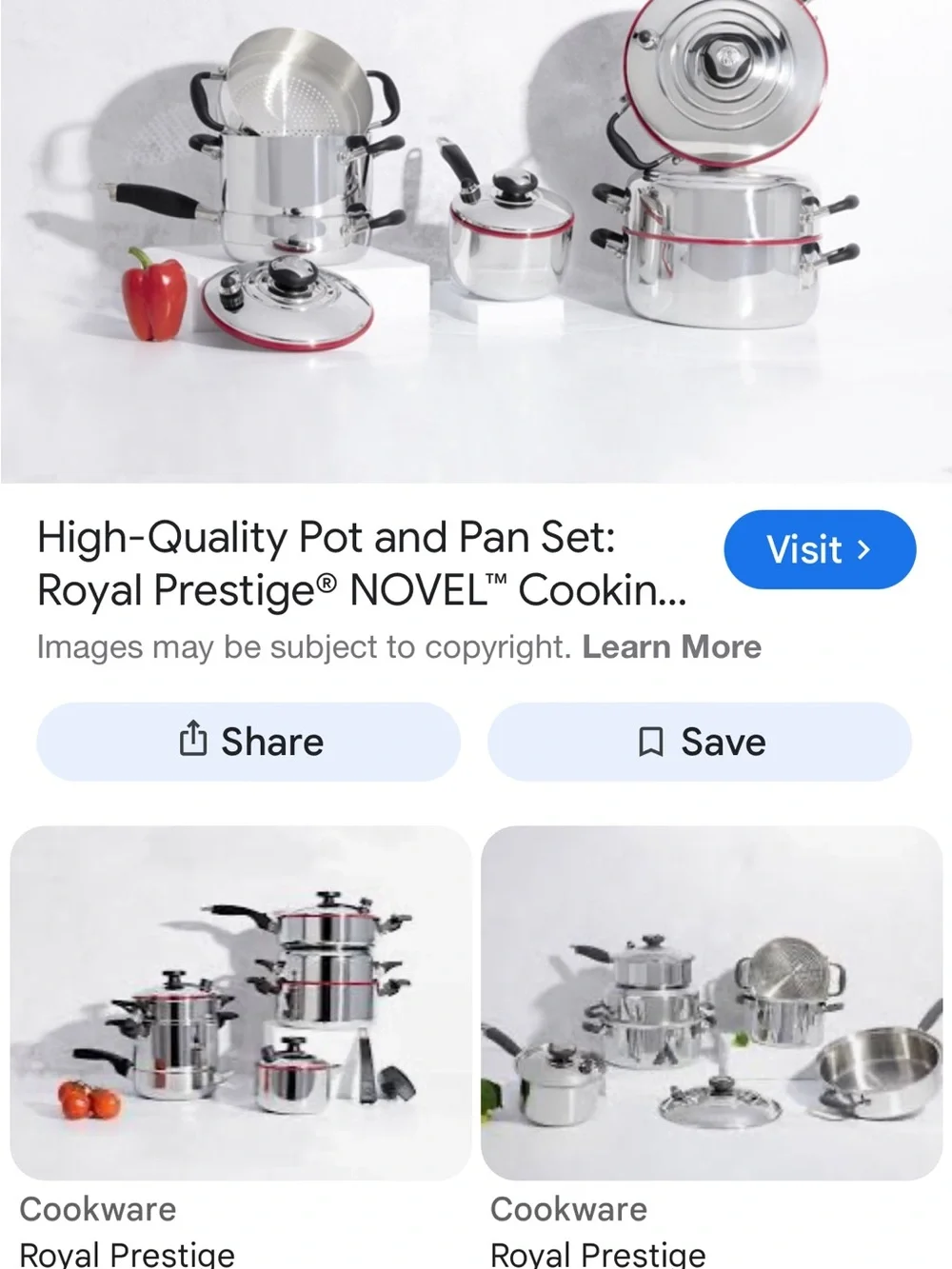Royal Prestige Stainless Steel Cookware Set with Red Accents 9 pieces new
